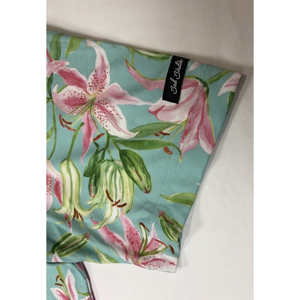Bad Birdie Mens Medium Floral All Over Print Short Sleeve Golf Polo Performance - Picture 5 of 10